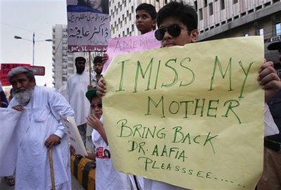 Dr Aafia's son in a Protest